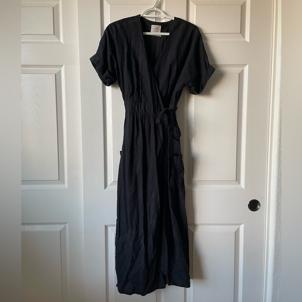 Urban Outfitters Gabrielle linen midi wrap dress
